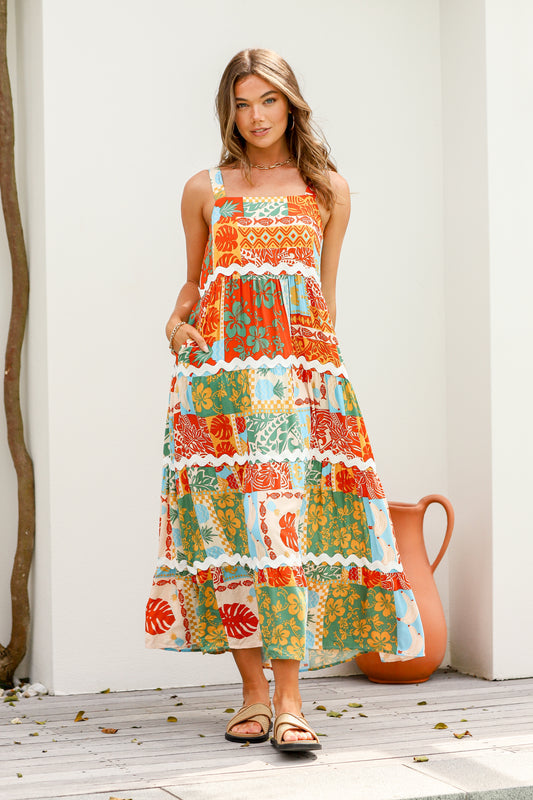 Mediterranean Palm Ric Rac Dress